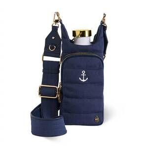 NEW WANDERFULL women's canvas anchor embroidery hydrobag in navy